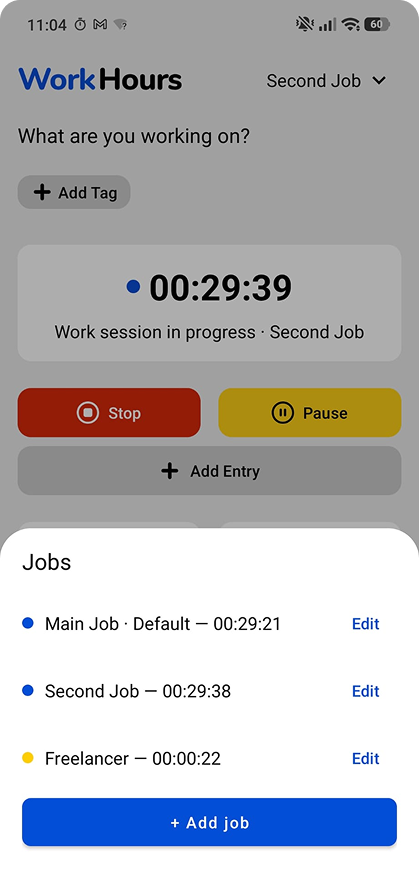 WorkHours Multi-Job Support with Parallel Timers